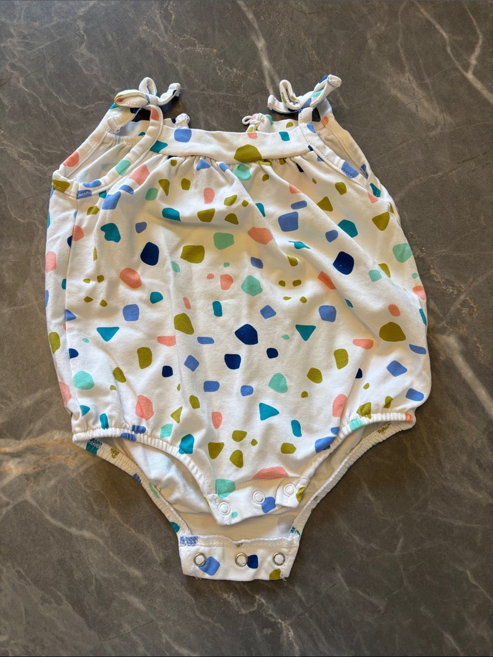 Baby White Romper with Multicolor Confetti Print
